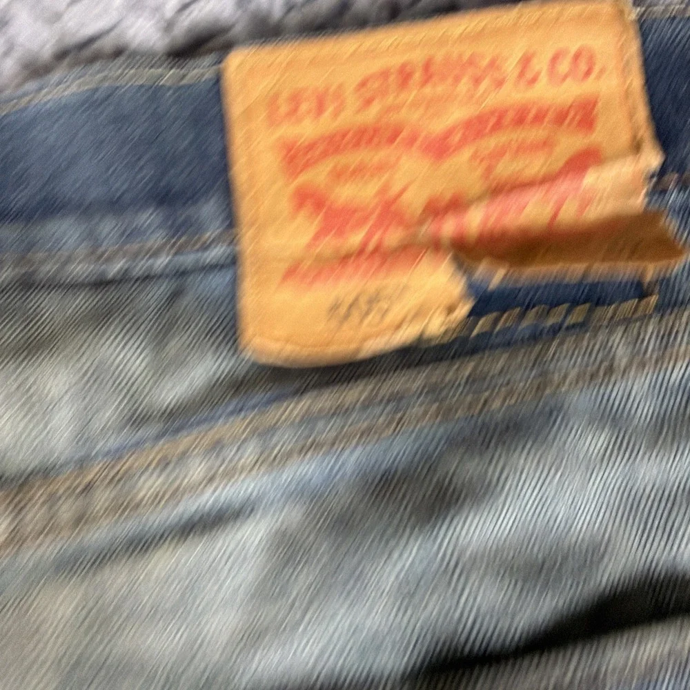 Levis 504 Jeans Adult 34x32 Blue Red Tab Denim Medium Wash Straight Distressed‎